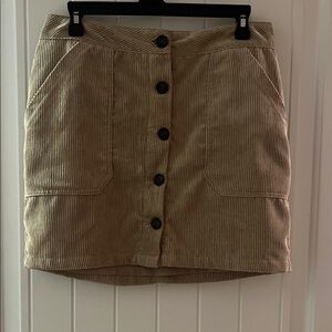 Ci Sono Tan Corduroy Mini Skirt with Button Front